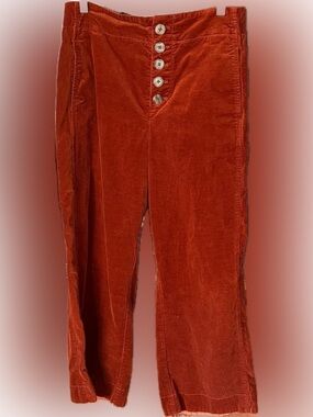 Anthropologie Rust Corduroy High-Waist Wide Leg Pants